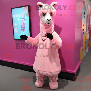 Maskotkarakter av en rosa...