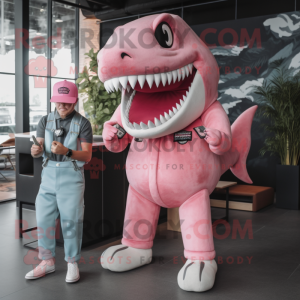 Pink Megalodon maskot...