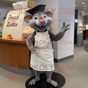Gray Ratatouille mascot costume character dressed with a Graphic Tee and Earrings