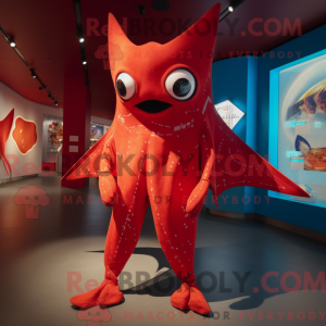 Maskotfigur af en Red Manta...