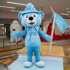 Sky Blue Tightrope Walker mascot costume character dressed with a Parka and Bow ties