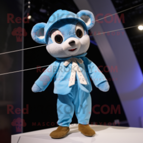 Sky Blue Tightrope Walker mascot costume character dressed with a Parka and Bow ties