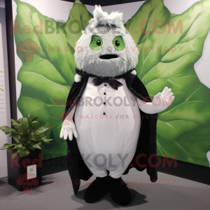 Silver Cabbage Leaf mascot costume character dressed with a Tuxedo and Mittens
