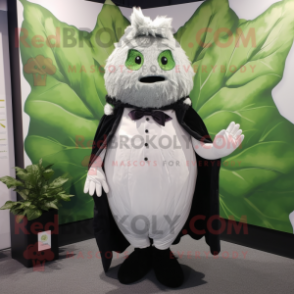 Silver Cabbage Leaf mascot costume character dressed with a Tuxedo and Mittens