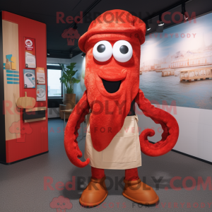 Maskot-karakter af en rød...