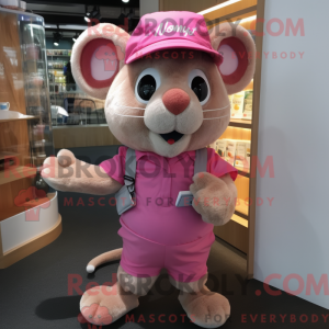 Maskotkarakter av en rosa...