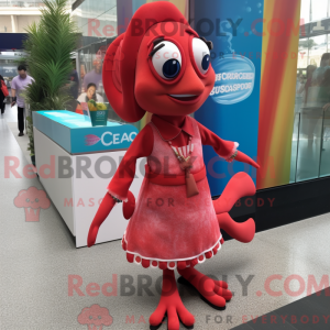 Mascottefiguur van een rode...