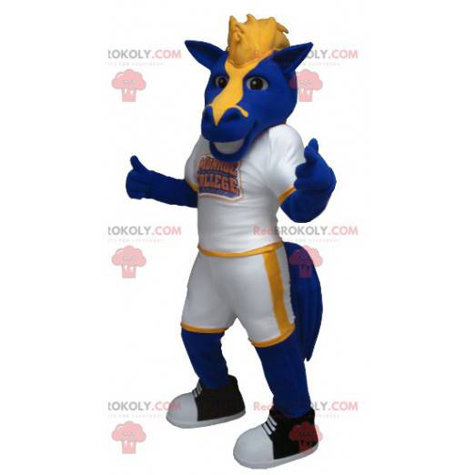 Mascote cavalo azul e amarelo - Redbrokoly.com