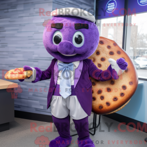 Maskot karakter af en lilla...