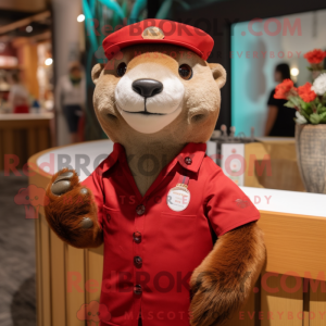 Mascottefiguur van een rode...