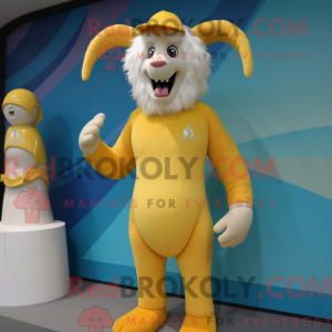 Mascottefiguur van een gele...