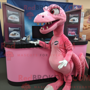 Maskottchenfigur eines rosa...