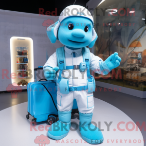 Mascot character of a Cyan...