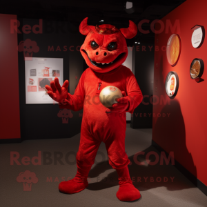 Röd djävuls maskotdräkt...