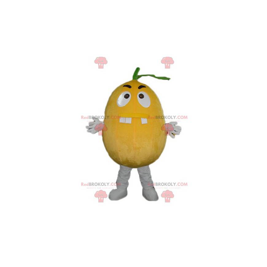 Giant lemon orange mascot looking fierce - Redbrokoly.com