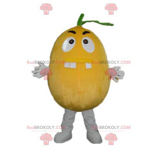 Mascotte d'orange de citron géant à l'air farouche -