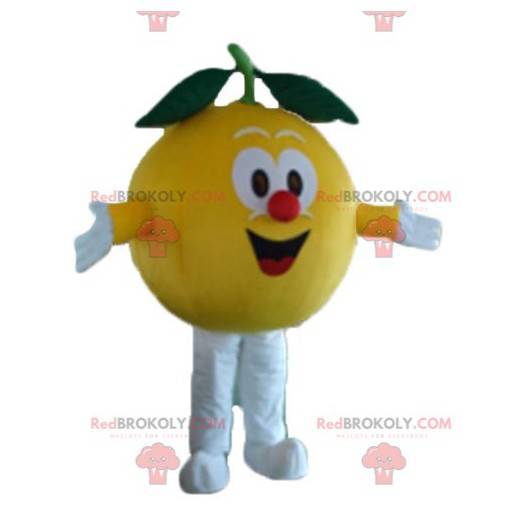 Mascotte de citron jaune tout rond et mignon - Redbrokoly.com