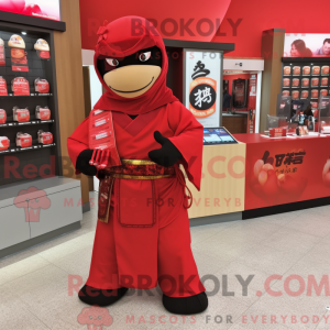 Maskotfigur af en rød ninja...