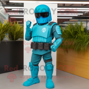 Cyan Spartan Soldier maskot...