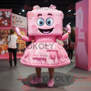 Maskottchenfigur einer rosa...