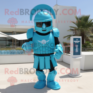 Cyan Spartan Soldier maskot...