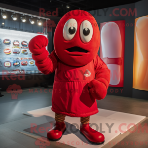 Maskot karakter af en rød...