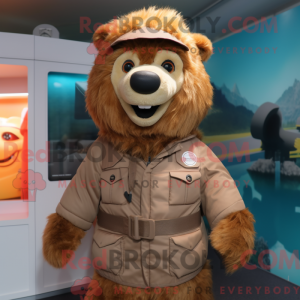 Maskot karaktär av en brun...