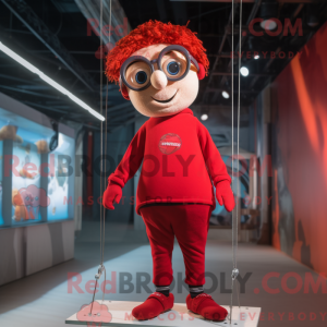 Maskot-karakter av en rød...