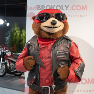 Mascottefiguur van een rode...