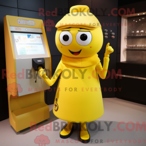 Mascottefiguur van een gele...