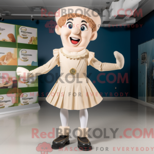 Maskotkarakter af en beige...