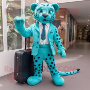 Cyan Jaguar maskot kostym...