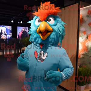 Maskot karakter af en cyan...