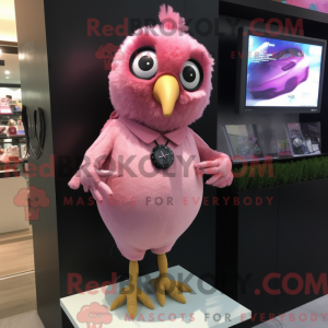 Maskot karaktär av en rosa...