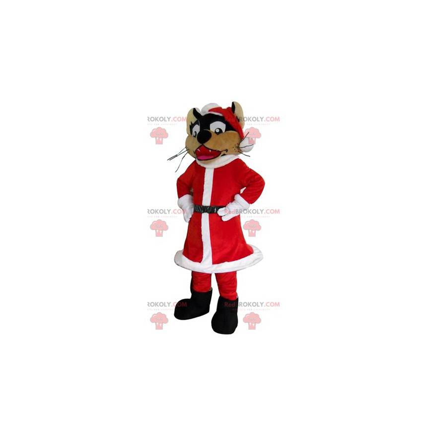 Mascota lobo vestida con traje de Santa Claus - Redbrokoly.com