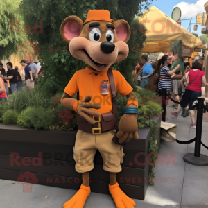 Orange Ratatouille mascot costume character dressed with a Cargo Pants and Bracelet watches