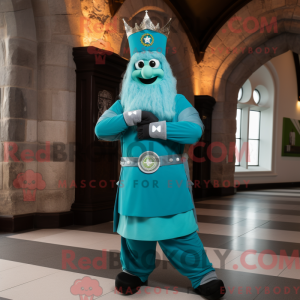 Maskotkarakter av et cyan...