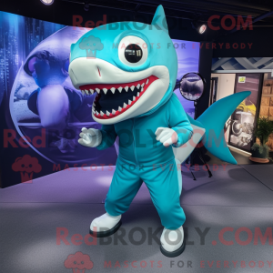 Mascot character of a Cyan...