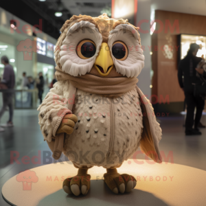 Tan Owl maskot kostume...