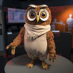 Tan Owl maskot drakt figur...