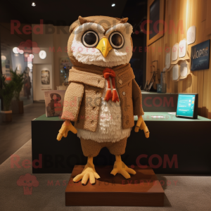 Tan Owl maskot kostume...