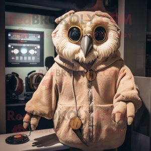 Tan Owl maskot kostume...