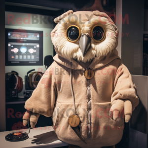 Tan Owl maskot drakt figur...
