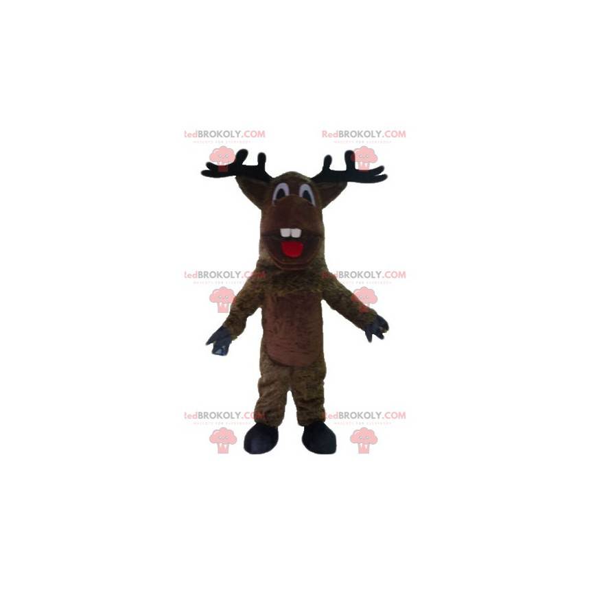 Brun caribou älgmaskot med vackra horn - Redbrokoly.com