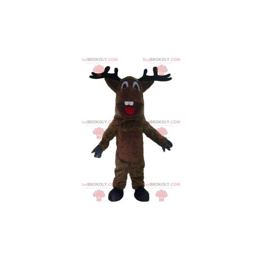 Hnědý maskot losí karibu s hezkými parohy - Redbrokoly.com Hnědý maskot losí karibu s hezkými parohy - Redbrokoly.com