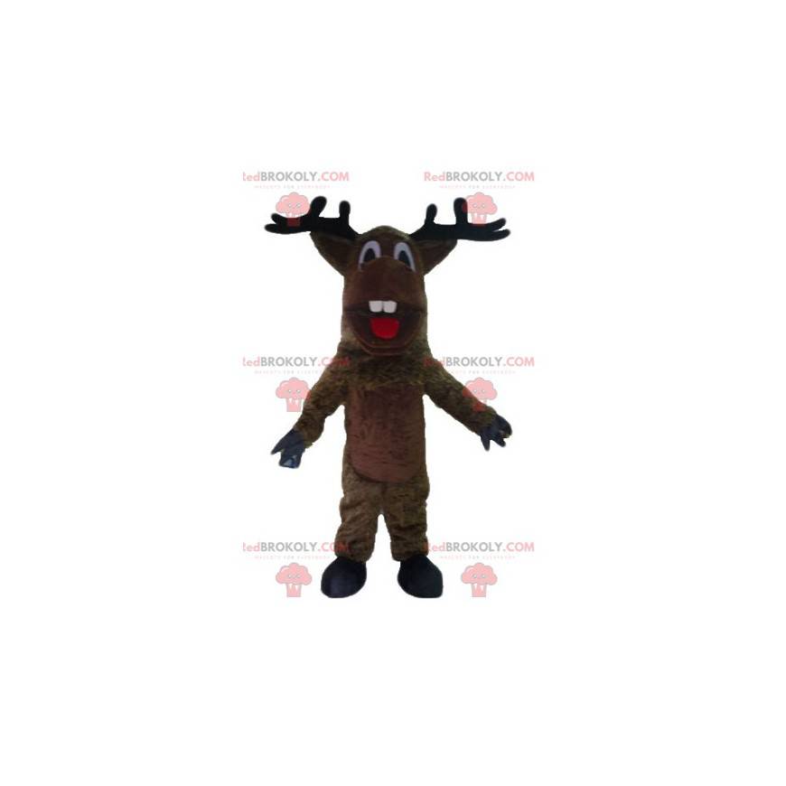 Mascotte d'élan de caribou marron avec de jolis bois -