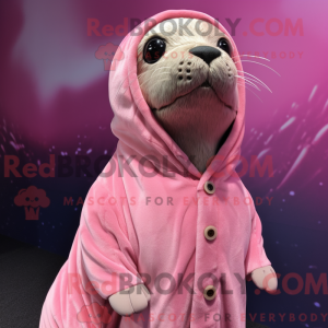 Mascottefiguur van een roze...