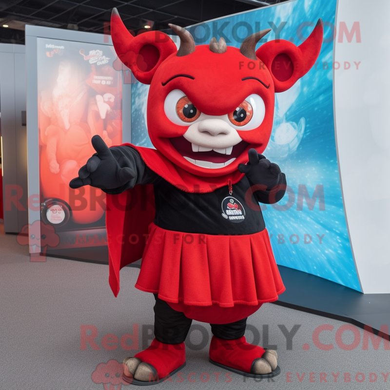 Fantasia de mascote de um Diabo com saia curta e gorros - Mascotes do diabo - REBROKO_371698 - RedBrokoly.com