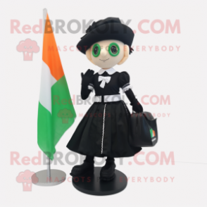 Black Irish Flag mascot costume character dressed with a Dress Pants and Handbags