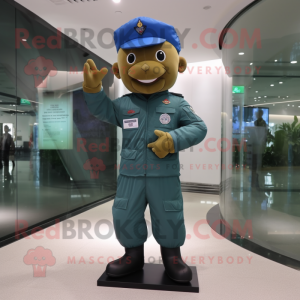 nan Air Force Soldier mascot costume character dressed with a Button-Up Shirt and Foot pads